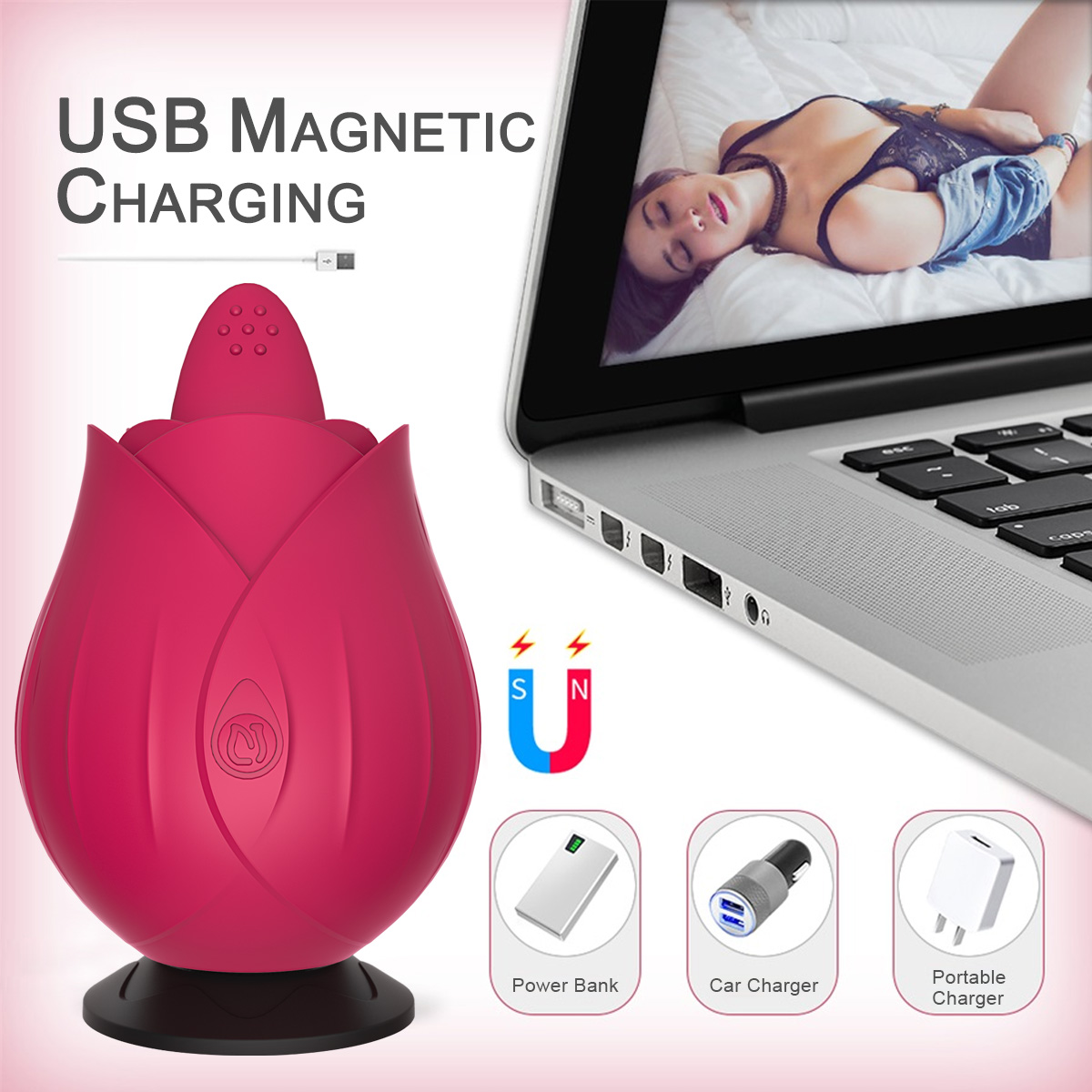 Rose Clitoral Vibrator with a Tongue for Women
