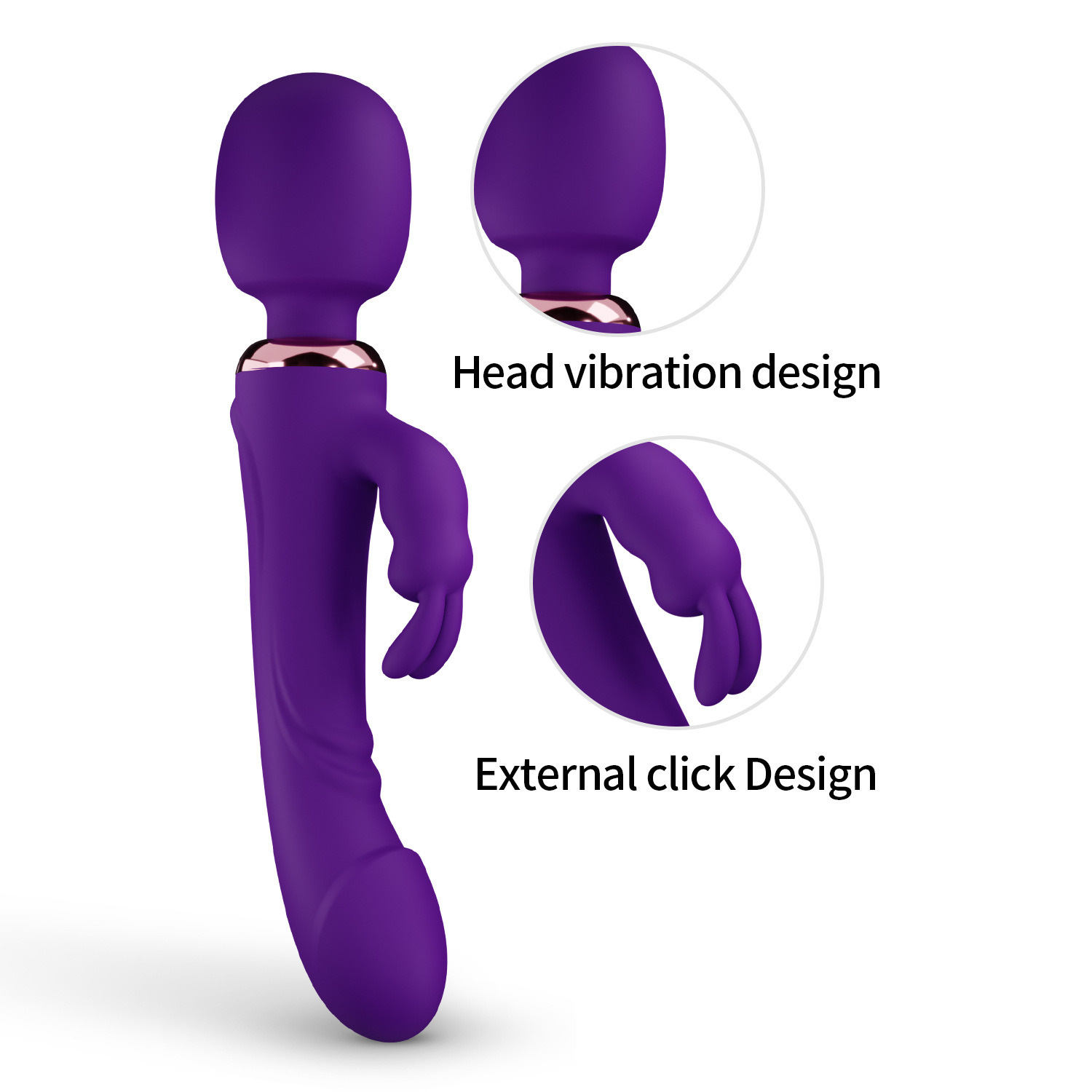 3-point Strong Shock Rabbit Wand Dildo Vibrator