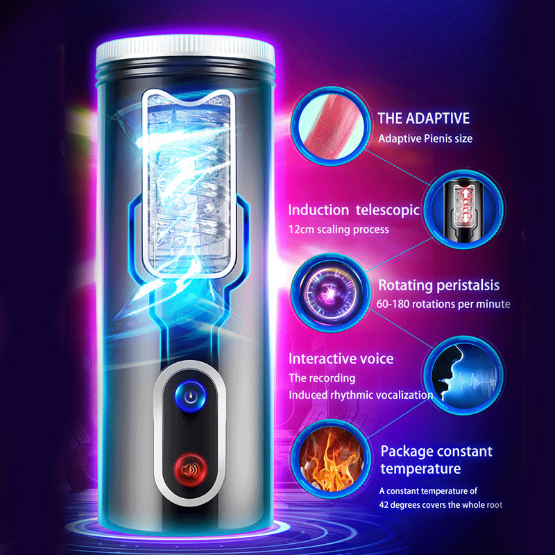 Hands-free Telescopic Rotating Voice Masturbation Cup
