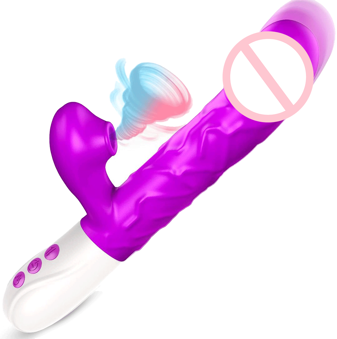 Thrusting Sucking Rabbit Vibrator,G Spot Vibrator 3 Thrusting Rotating and 7 Sucking Modes