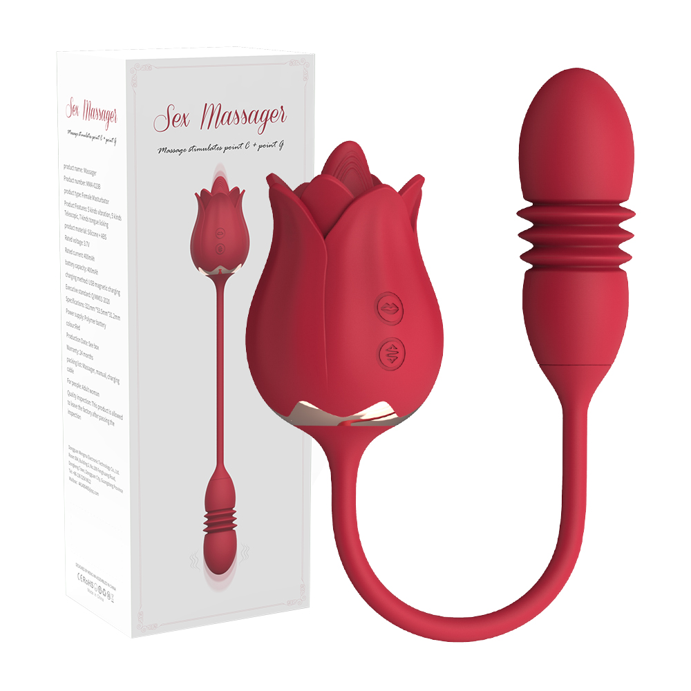 3 in 1 Tongue Clit Licking Toy with Rose Thruster