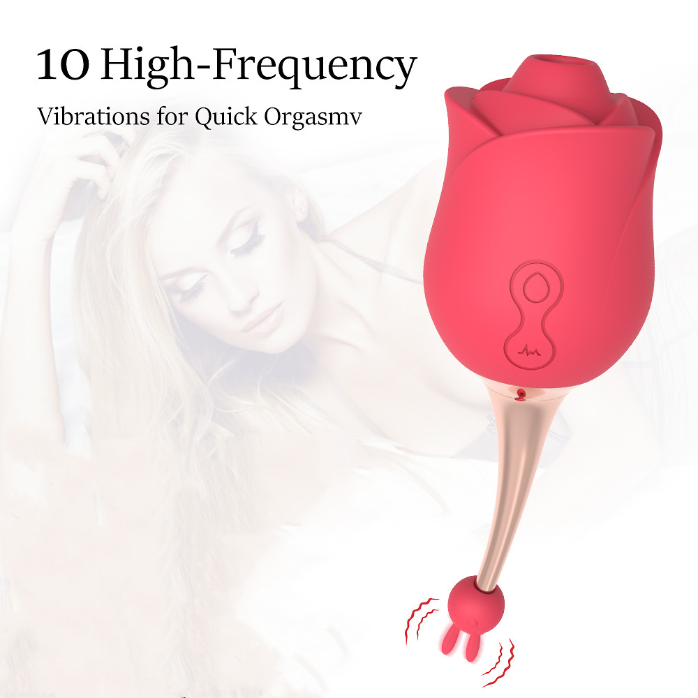 Rose Sucking Pinpoint Vibrator with 2 Attachments