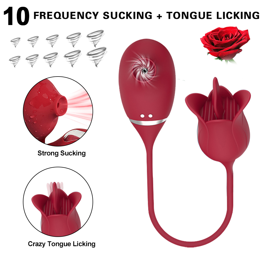 2 In 1 Sucking & Tongue Rose Vibrator