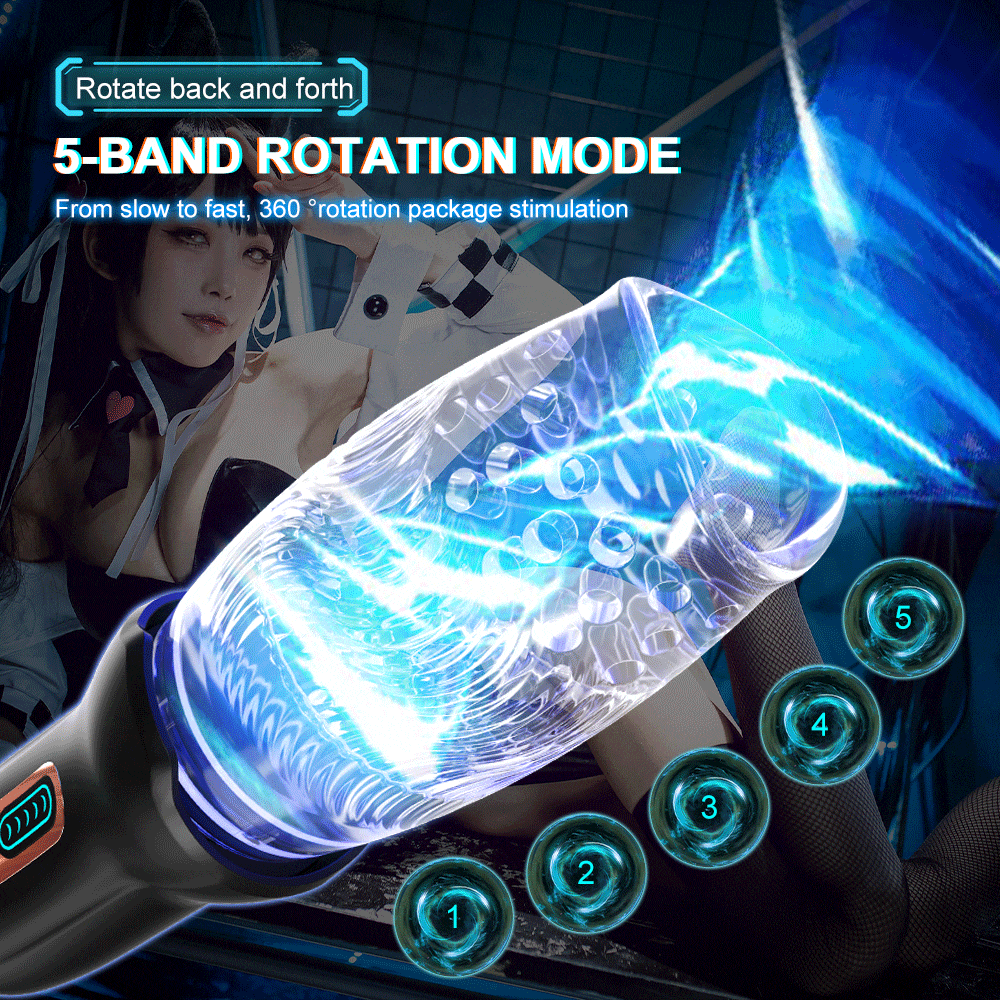 2.0 Version Rose Rotating Vibrating Oral Sex Masturbation Cup