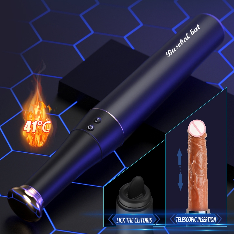 9.4 Inch Handheld Heating Thrusting & Tongue Licking 2 in 1 Baseball Bat Shaped Dildo