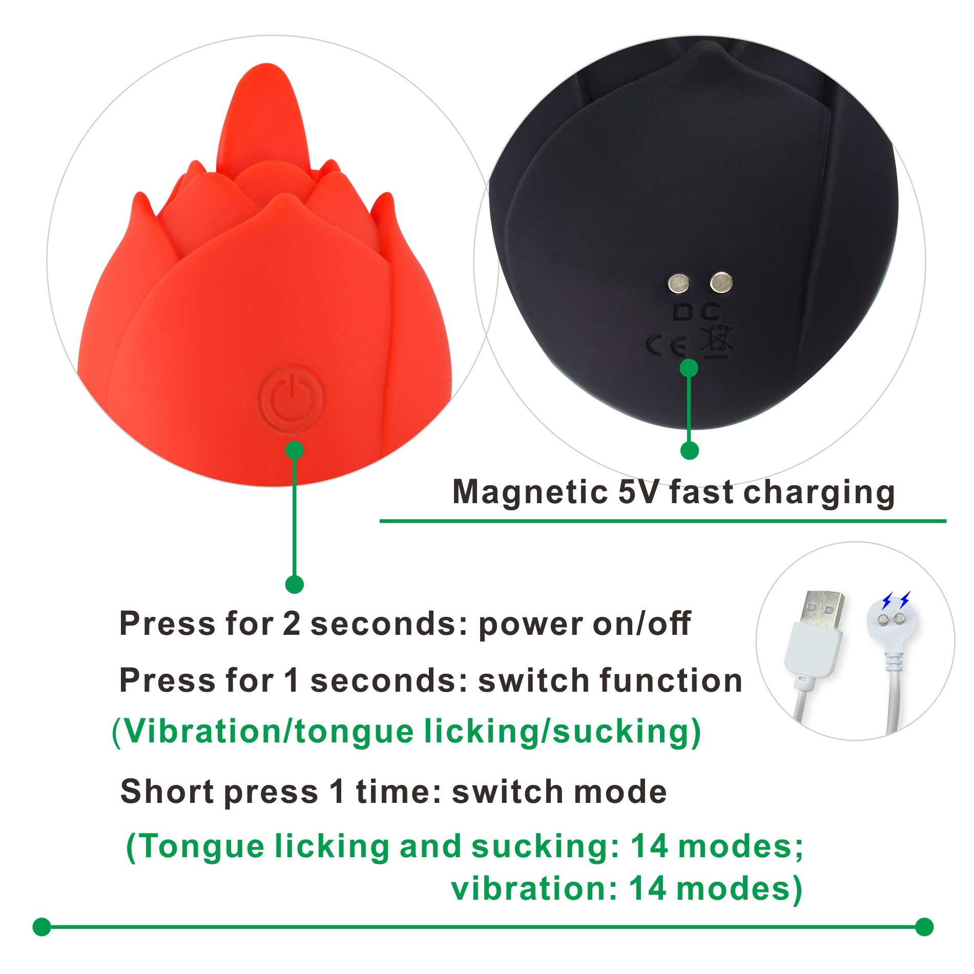 Remote Control Tongue Sucking Upgraded Female Rose Flower