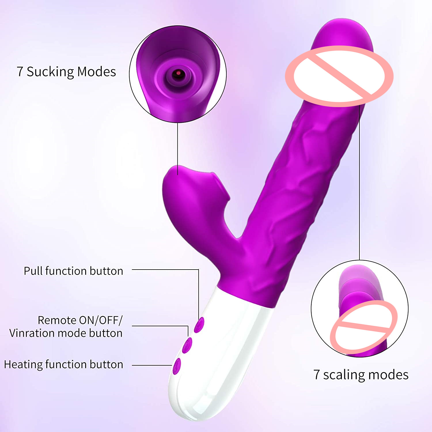 Thrusting Sucking Rabbit Vibrator,G Spot Vibrator 3 Thrusting Rotating and 7 Sucking Modes