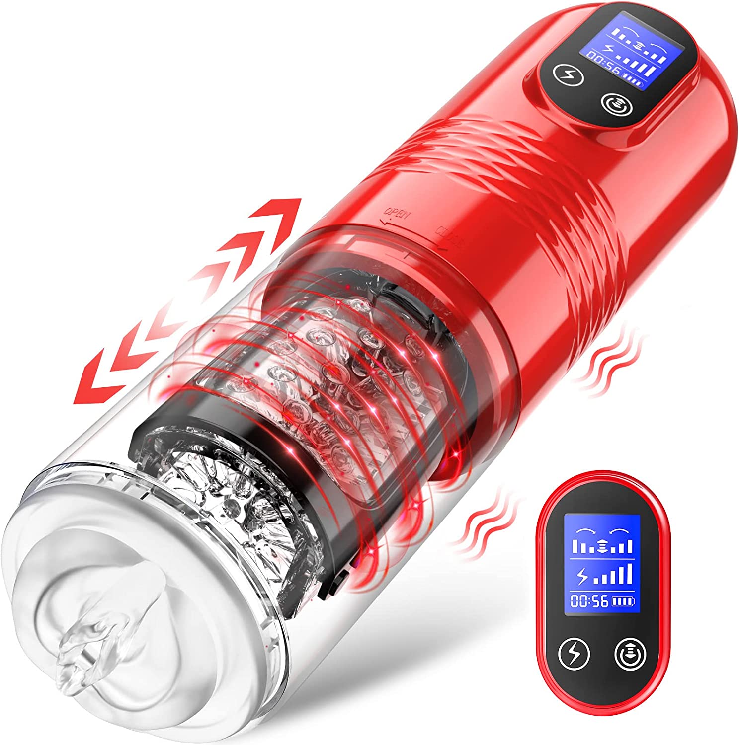 Luoge 383 Red Diamond Innovative Motors Telescoping Lcd Display Masturbator