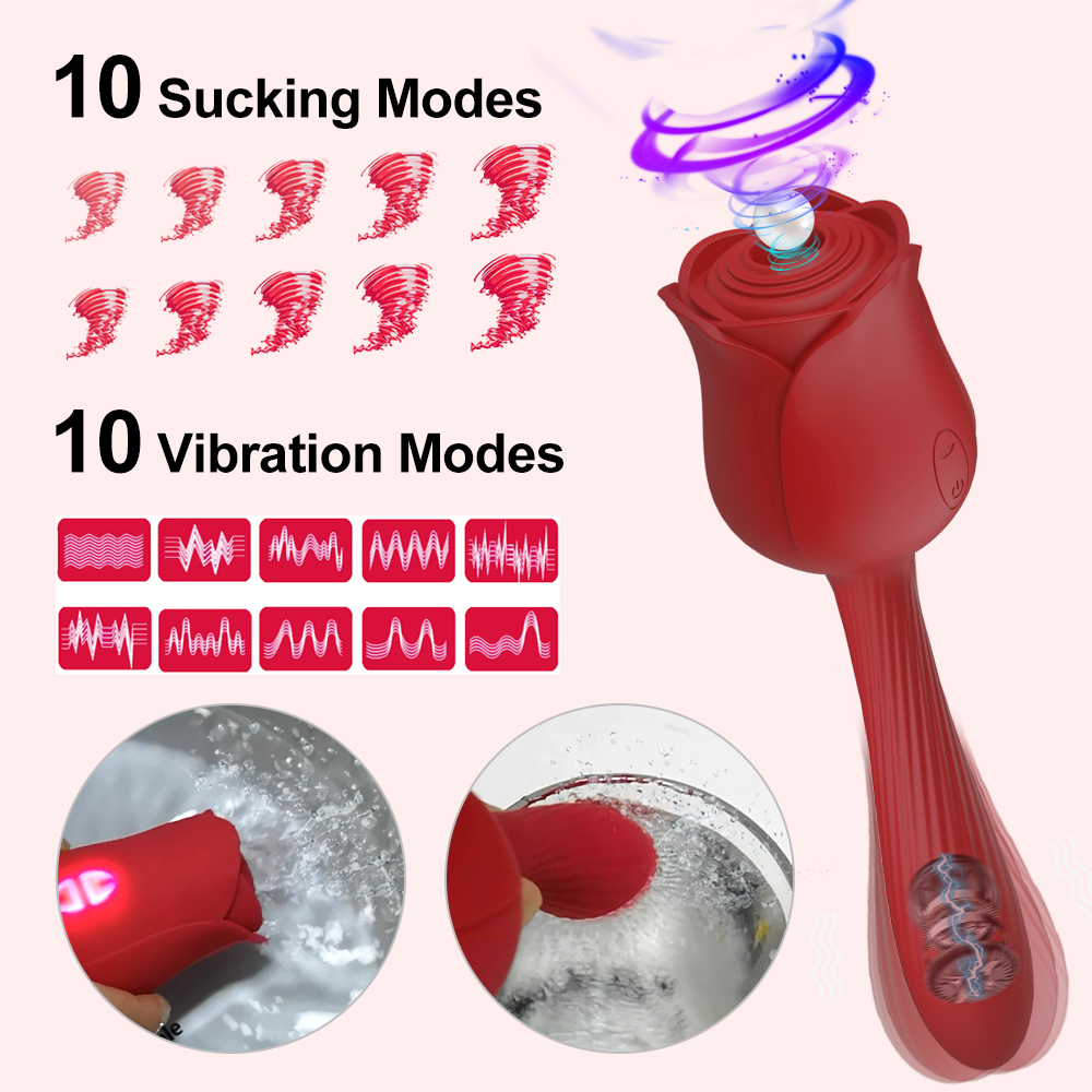 2in1 Rose Toy Sucking Clitoral G-spot Vibrator