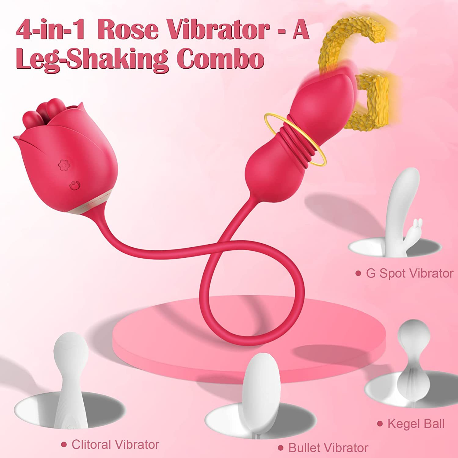 S475-7 3 Pistils 9 Modes 4 in 1 Rose Toy with Telescopic Egg