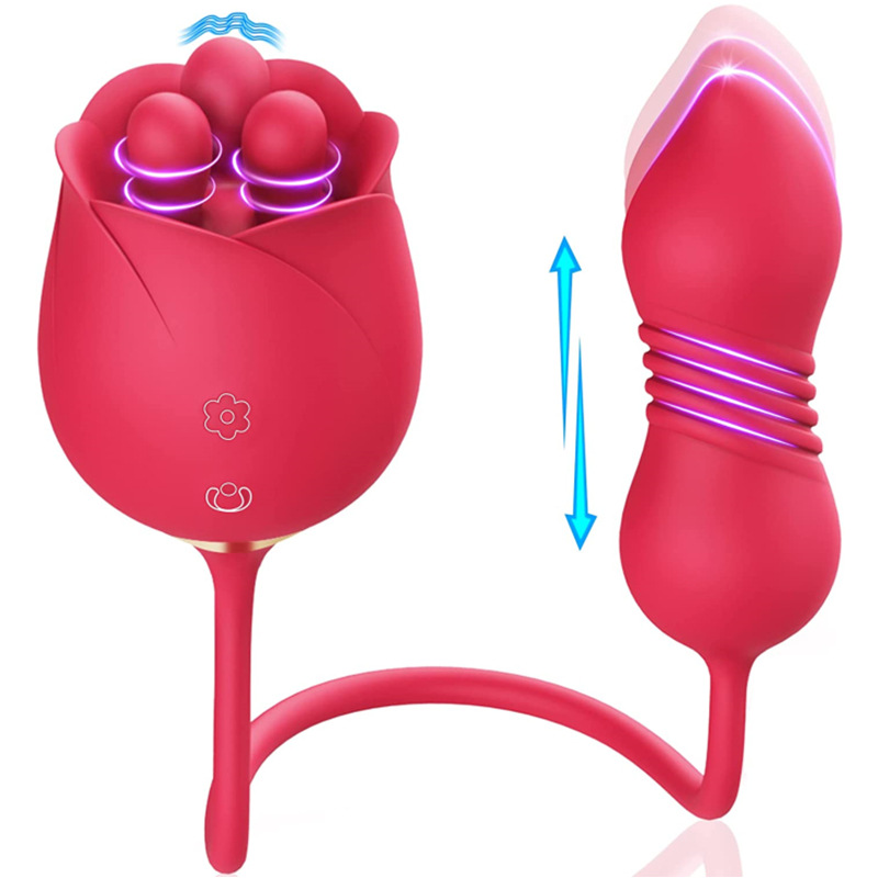 S475-7 3 Pistils 9 Modes 4 in 1 Rose Toy with Telescopic Egg