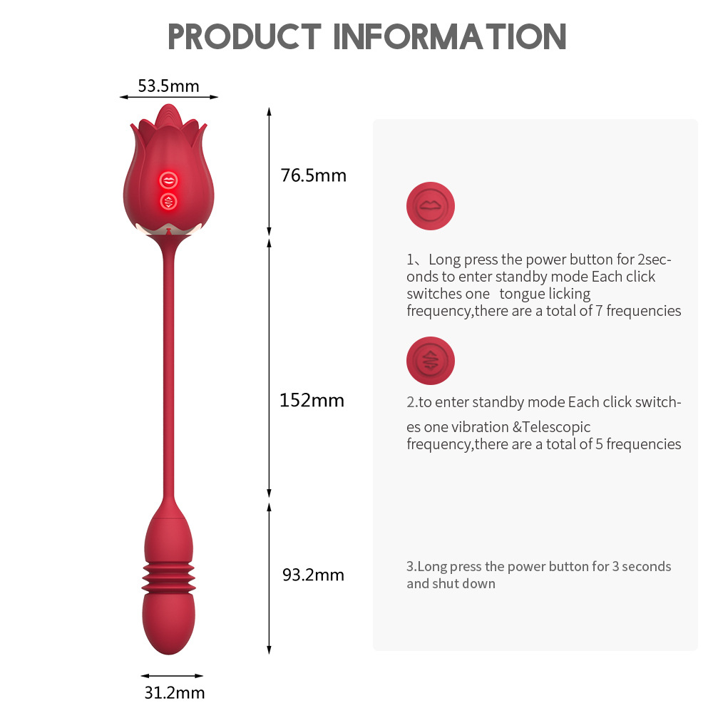 3 in 1 Tongue Clit Licking Toy with Rose Thruster