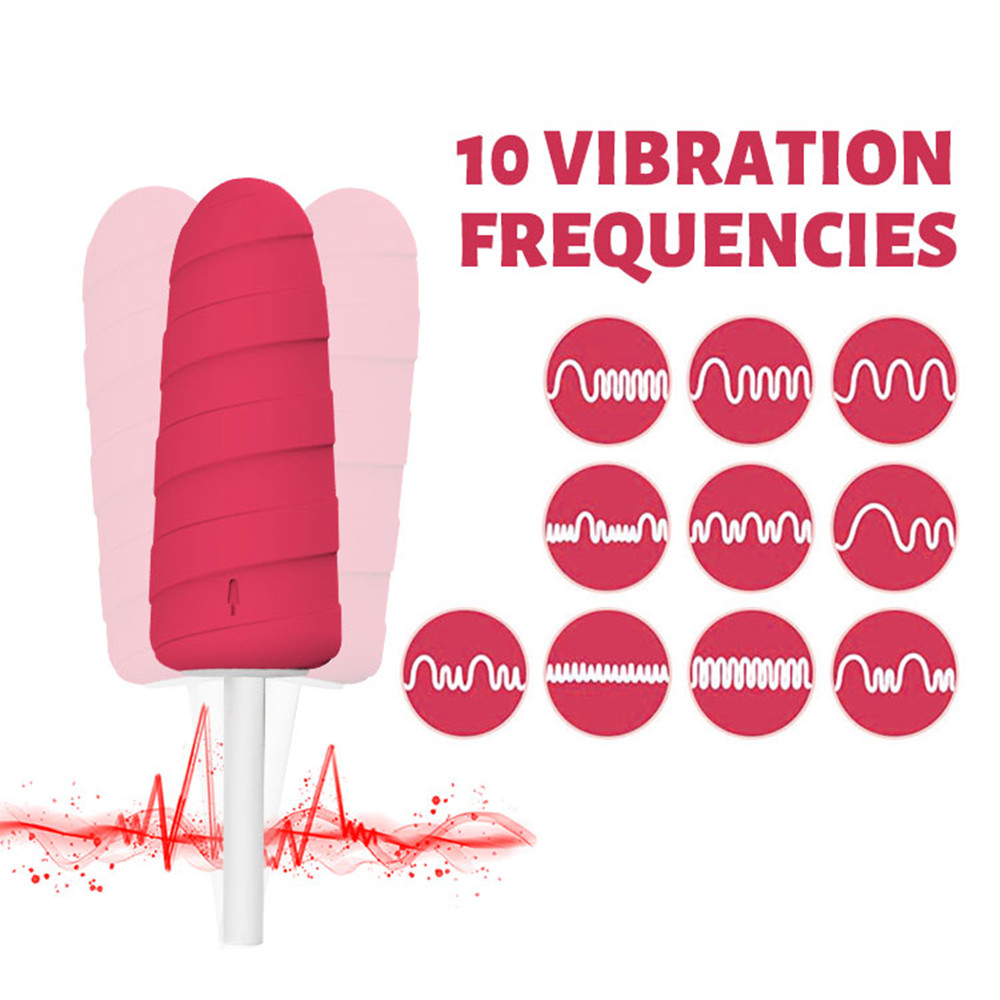 10 Vibration Frequency Ice Cream G-spot Vibrator Clitoral Stimulation Massager