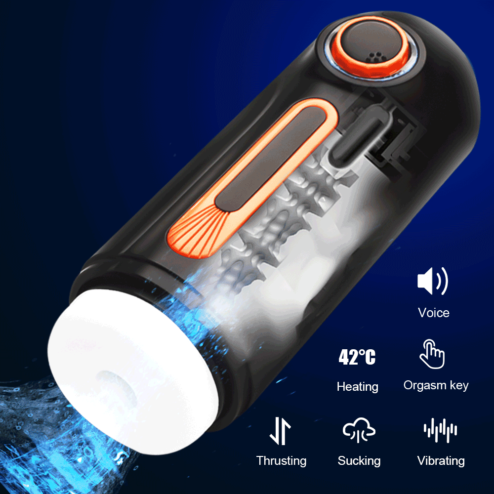 6 In 1 Automatic Telescopic Suction Heating Voice Masturbation Cup