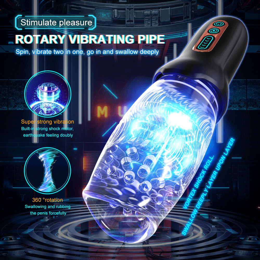 2.0 Version Rose Rotating Vibrating Oral Sex Masturbation Cup