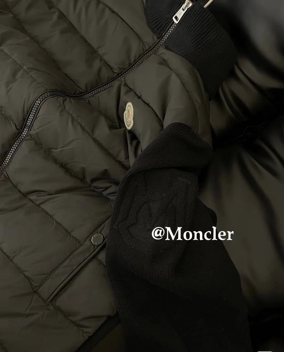 Moncler men's 24 autumn and winter new high-neck quilted down knitted splicing down jacket