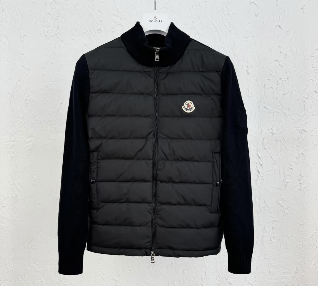 Moncler men's 24 autumn and winter new high-neck quilted down knitted splicing down jacket