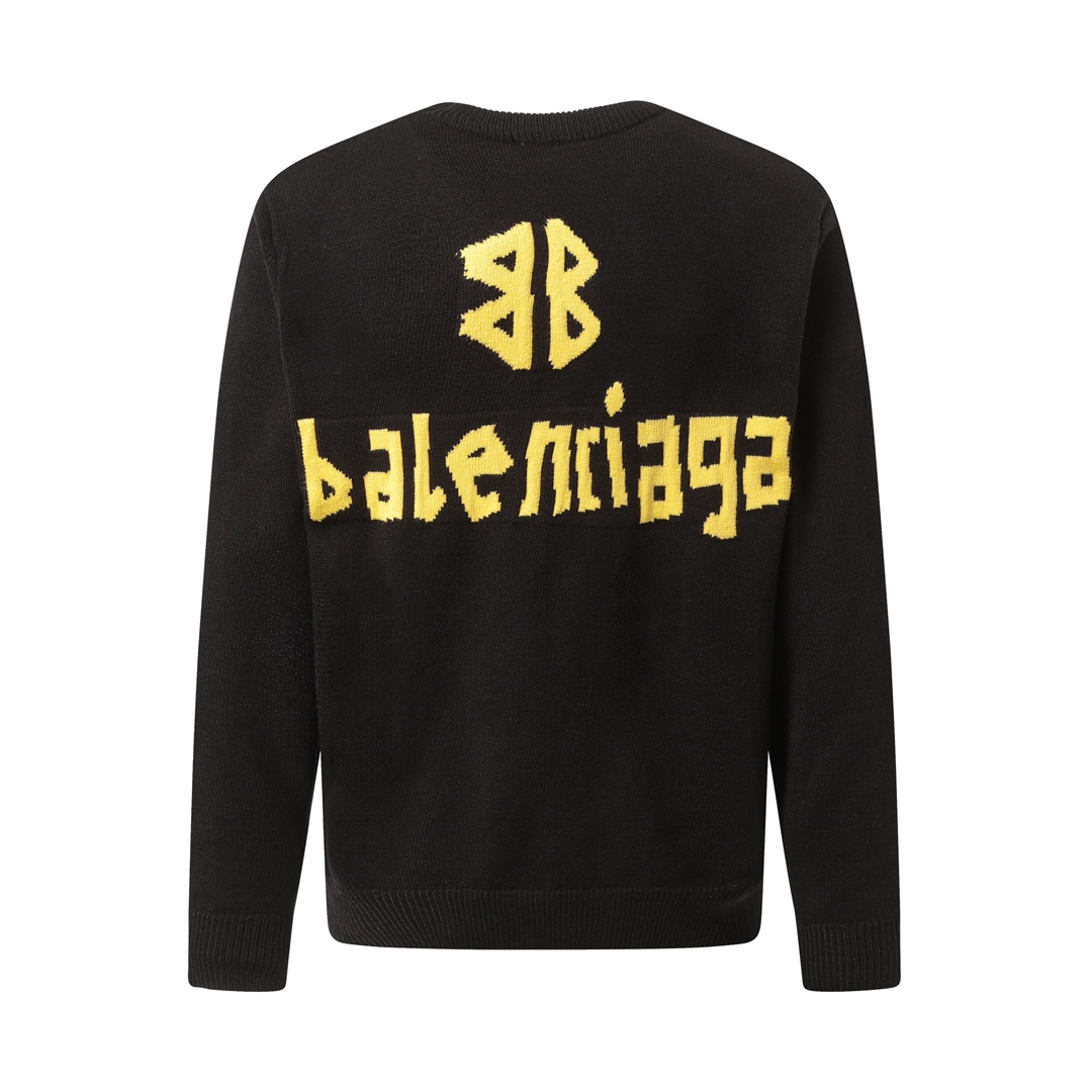 Balenciaga's latest style knitted sweater with front and rear letter logo