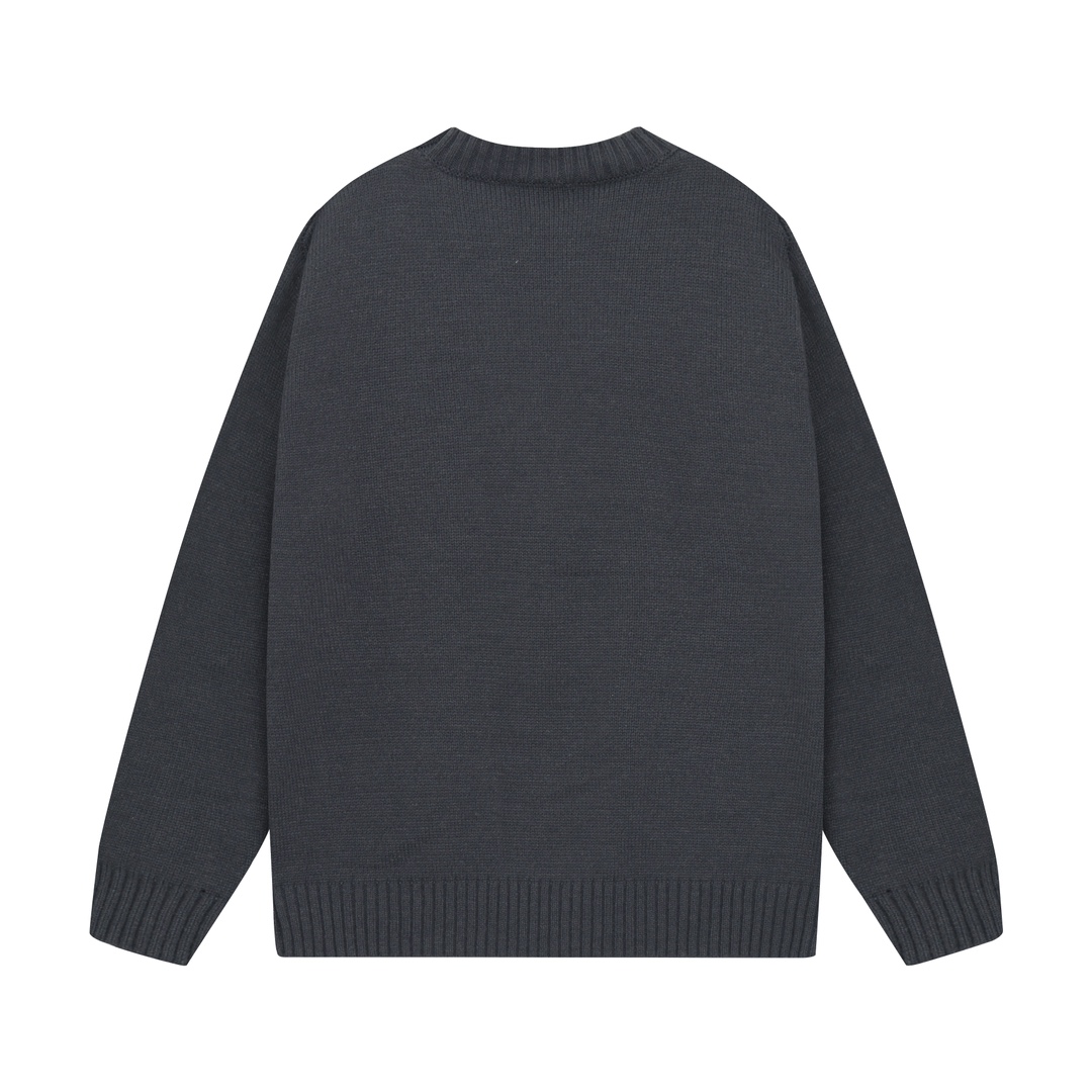 Prada simple jacquard crew neck sweater with embossed letter logo on the chest