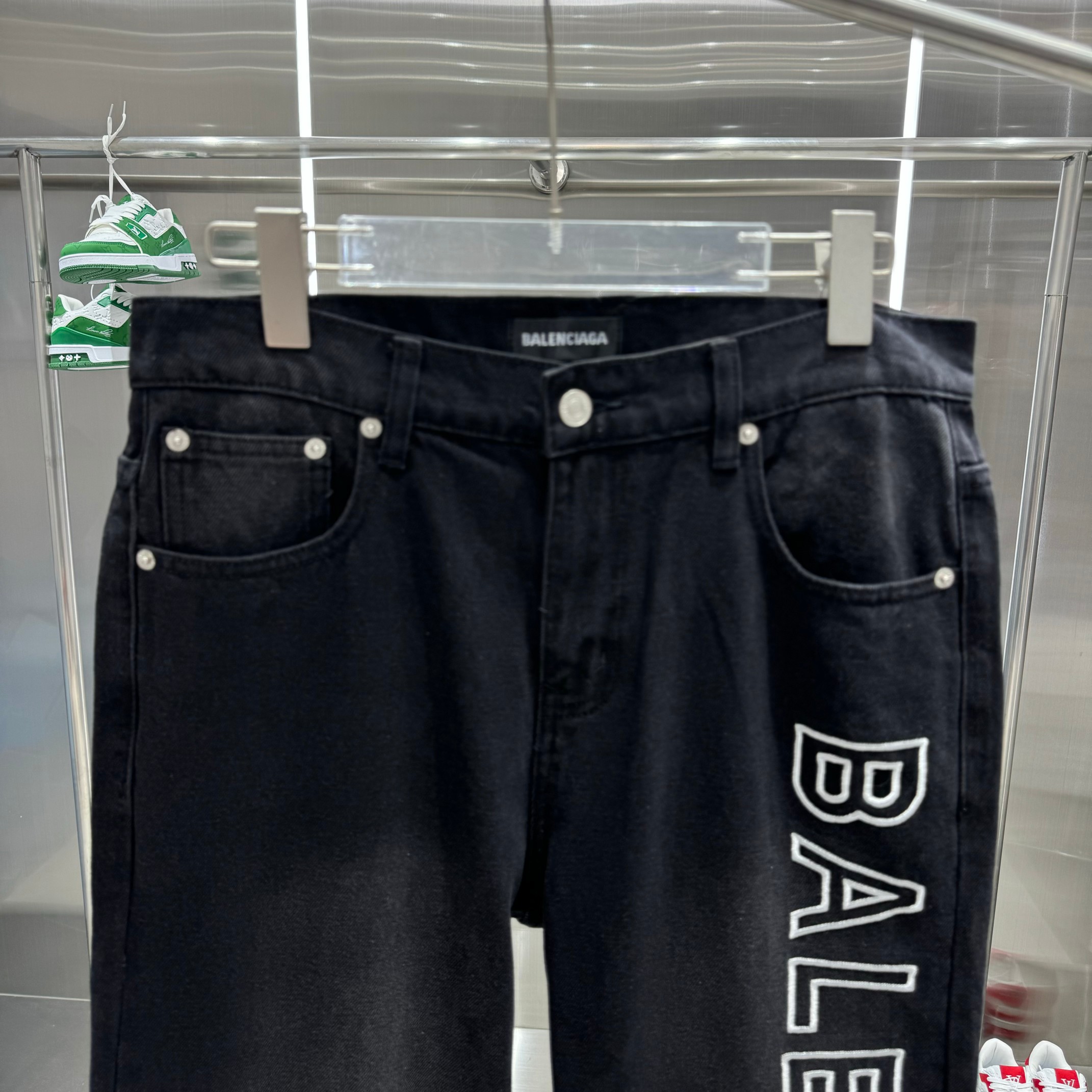 Balenciaga New autumn and winter style single-breasted couple's jeans with side logo letter embroidery