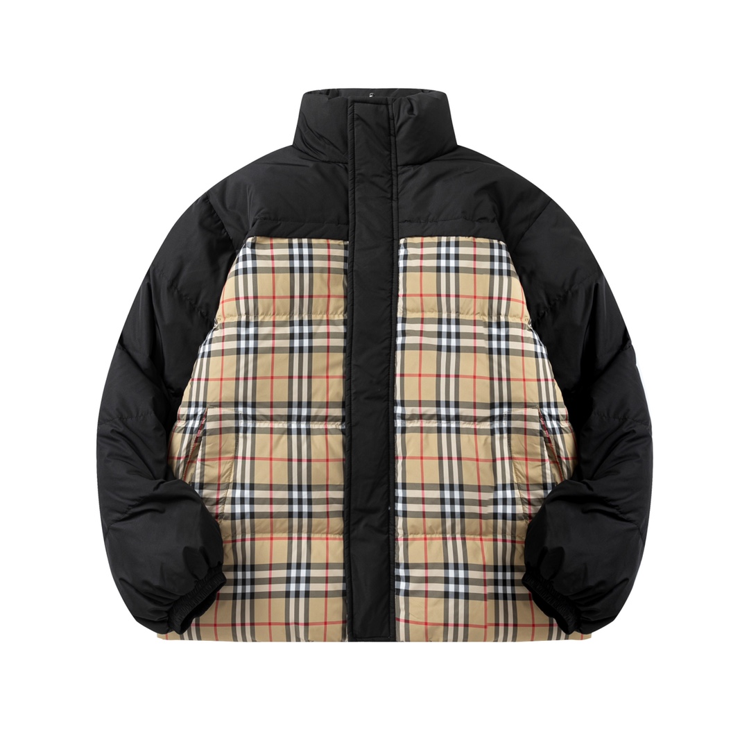 Burberry 2024 Autumn and Winter New Classic Plaid + War Horse Logo Reversible Down Jacket