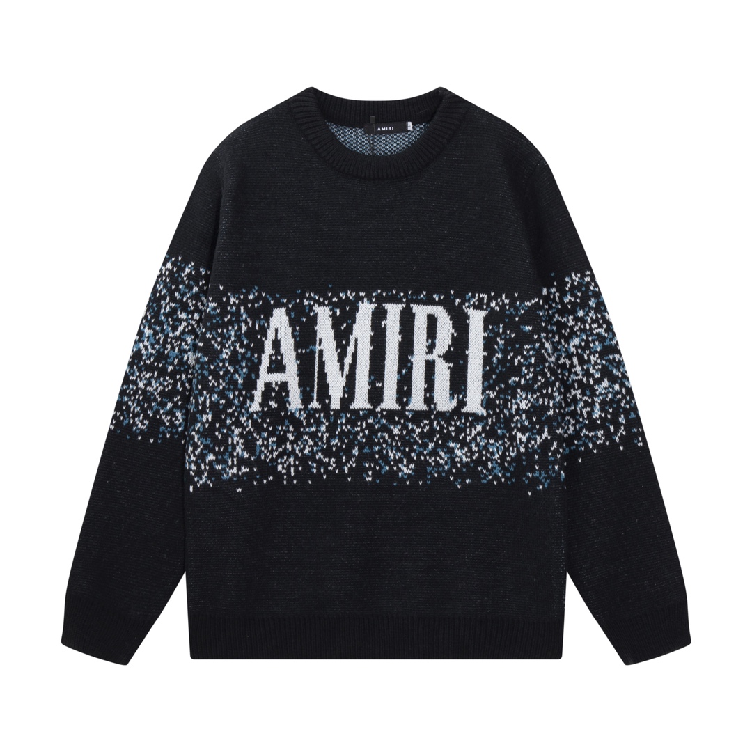AMIRI new style neckline personalized logo embroidered jacquard seahorse wool sweater