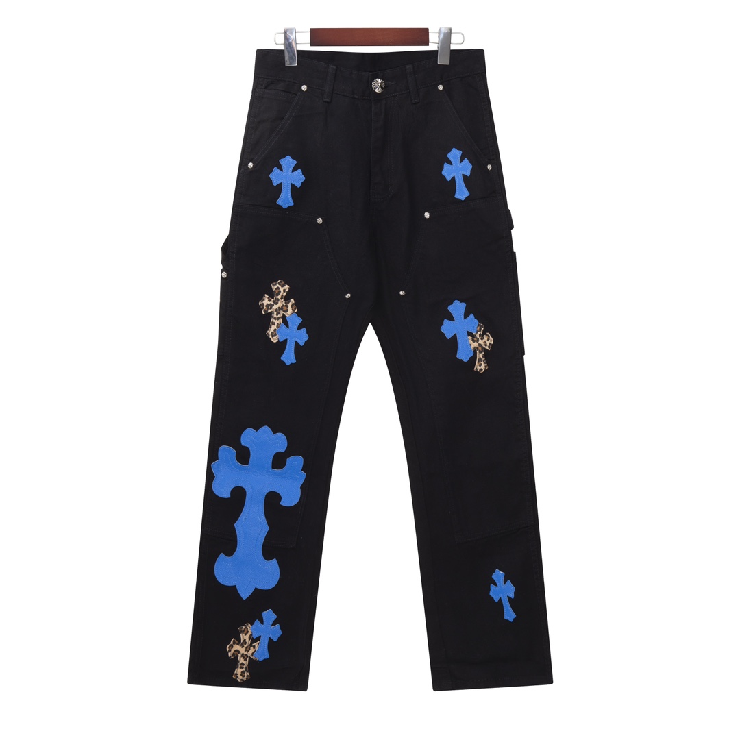 Chrome heart Workwear Lumberjack Klein Blue Patch Leather Limited Edition Jeans