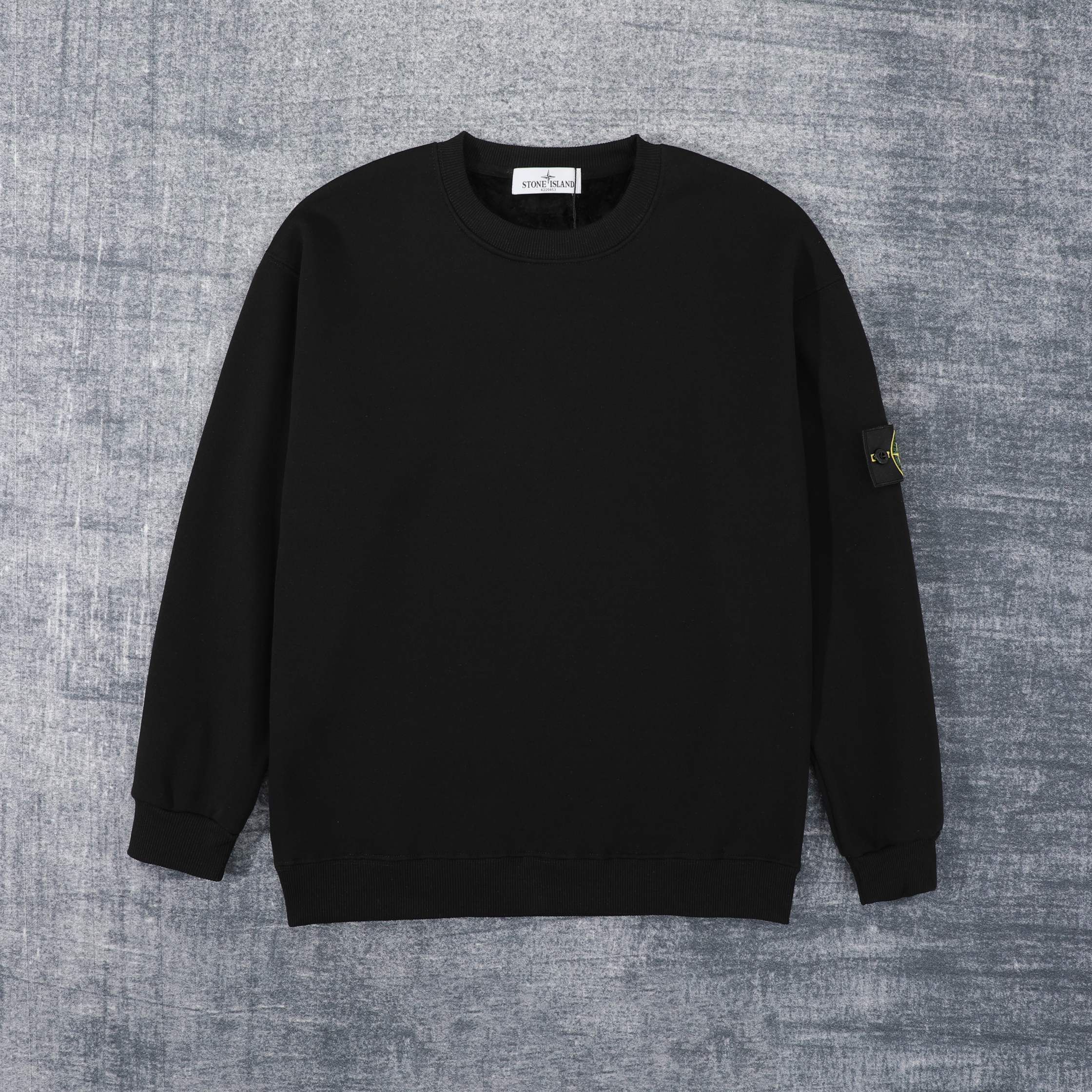 Stone Island classic emblem with velvet and thickened silver fox velvet round neck sweatshirt for couples