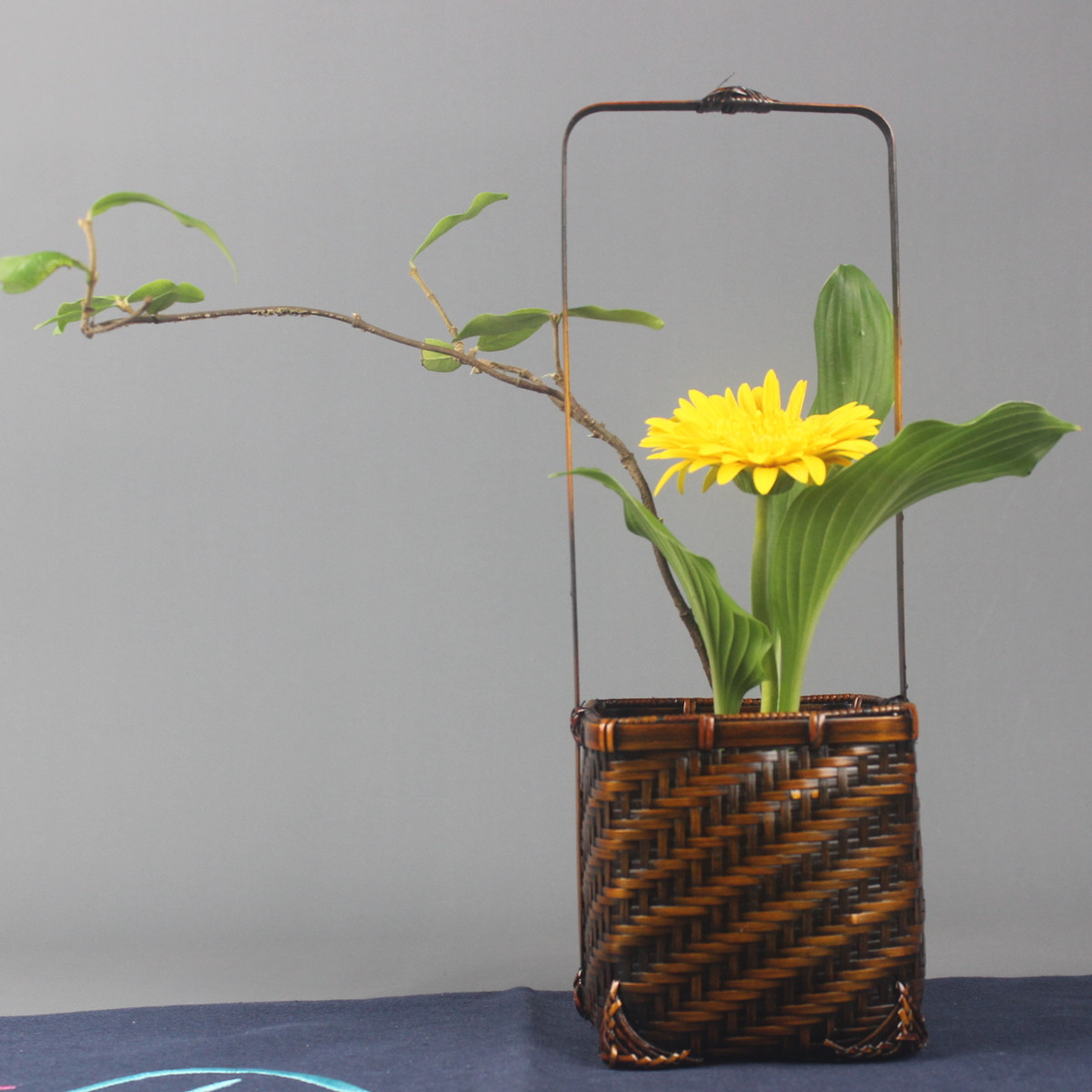 Handmade Bamboo Flower Basket with Handle for Home Decor