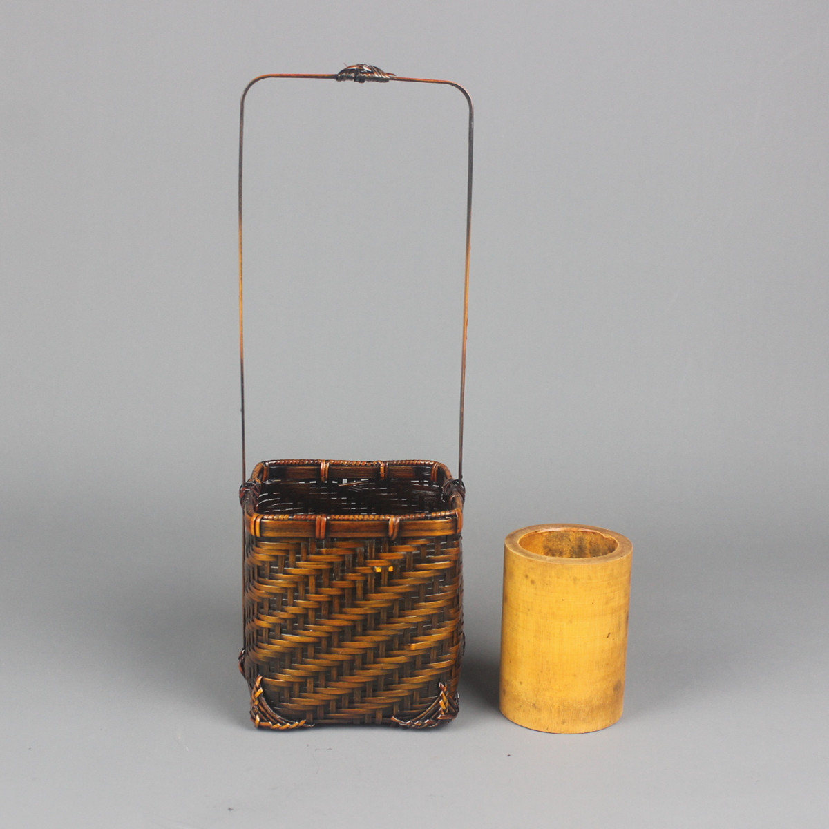 Handmade Bamboo Flower Basket with Handle for Home Decor