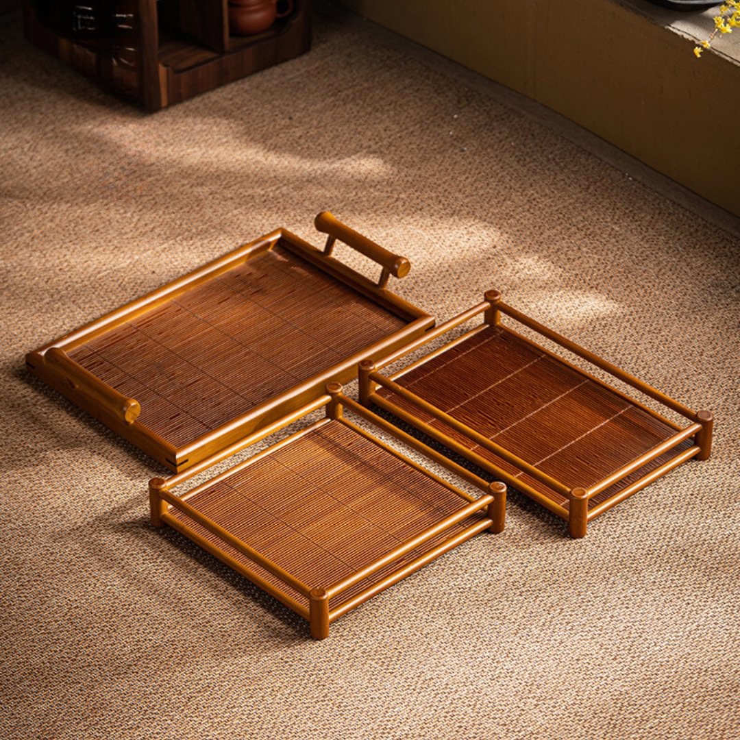 Handmade bamboo tray, eco-friendly home decor and functional design