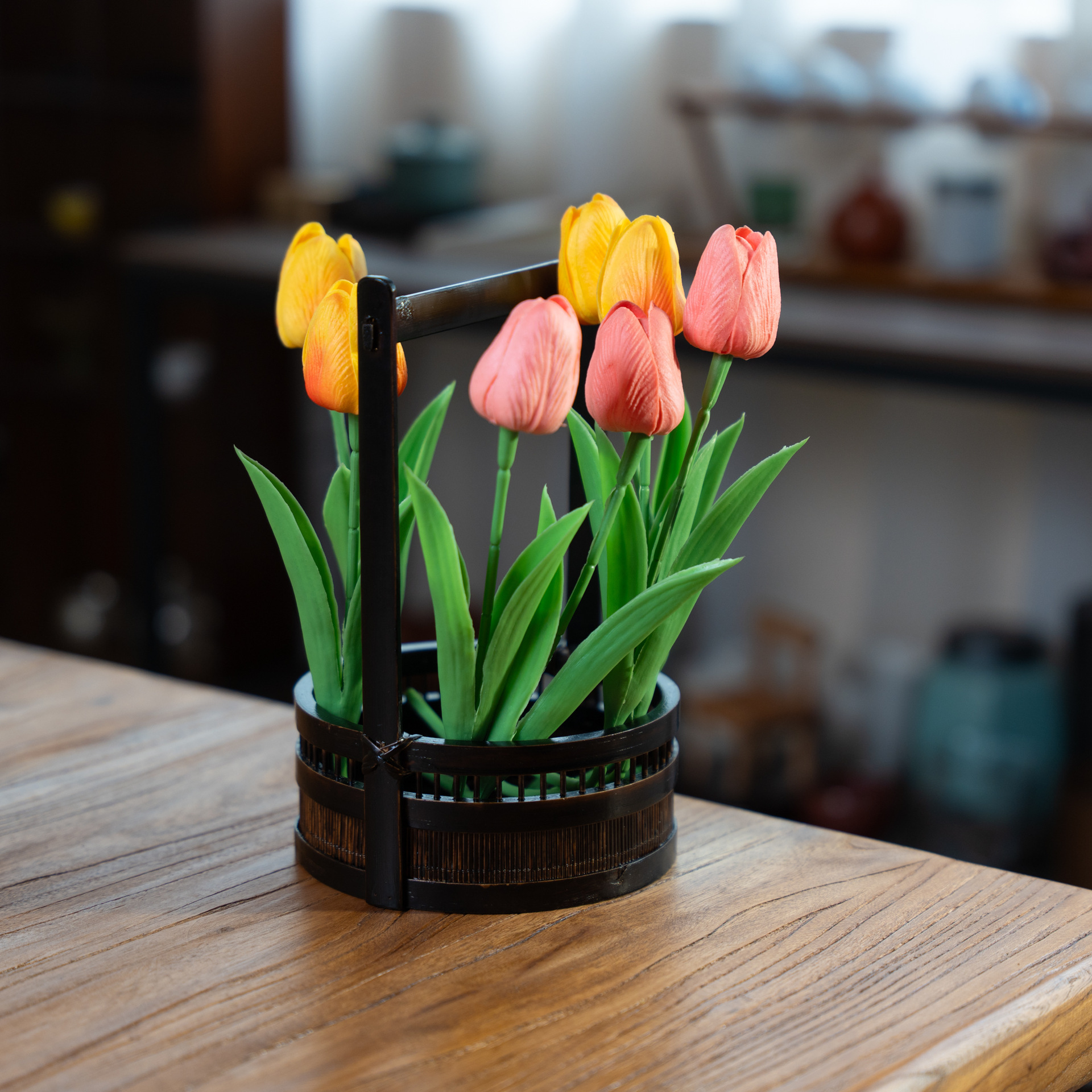 Handmade Bamboo Flower Basket - Zen Floral Vase