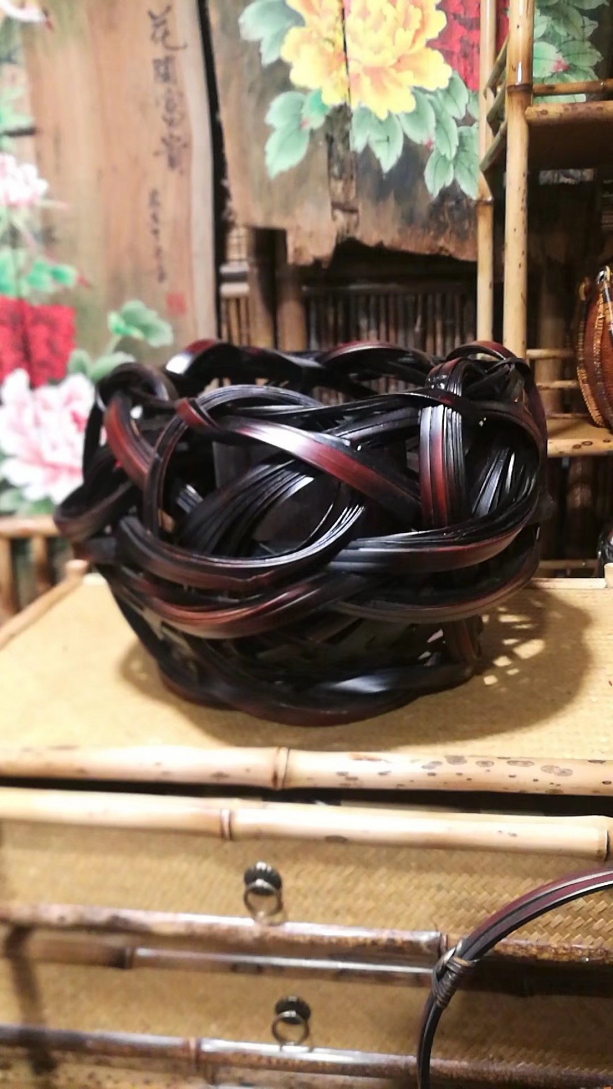 Handwoven Bamboo Flower Basket - Zen Tea Table Décor