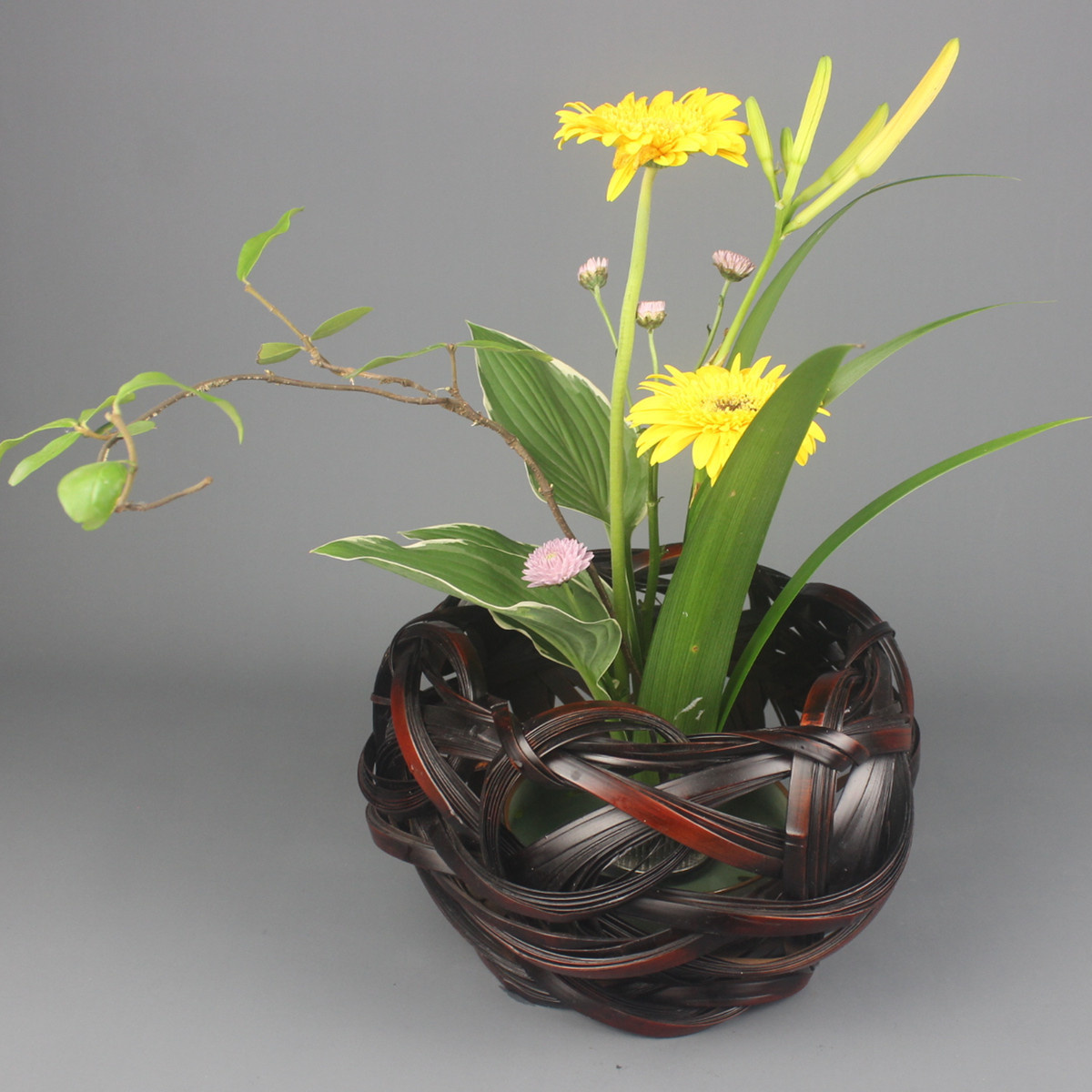 Handwoven Bamboo Flower Basket - Zen Tea Table Décor