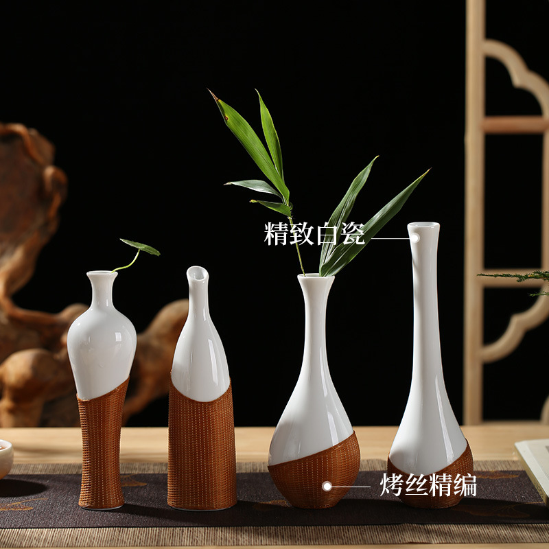 Handcrafted Bamboo & Porcelain Vase - A Traditional Chinese Flower Arrangement
