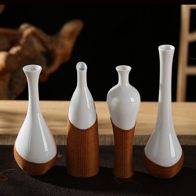 Handcrafted Bamboo & Porcelain Vase - A Traditional Chinese Flower Arrangement