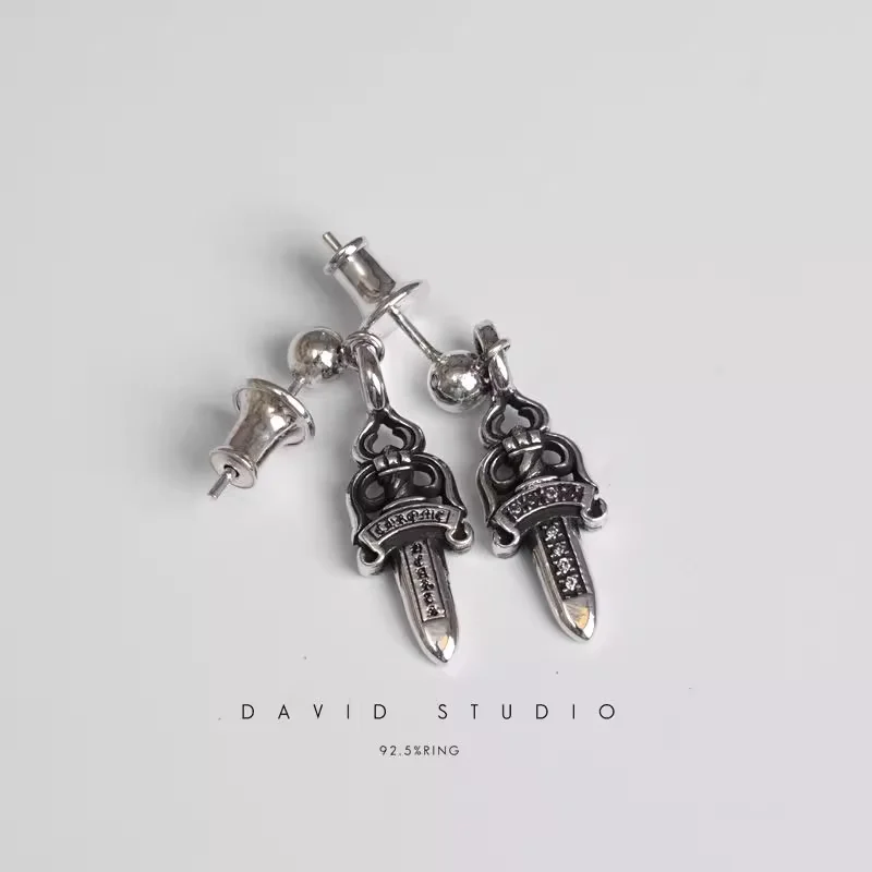 CHROME HEARTS DAGGER DROP EARRING WITH DIAMOND