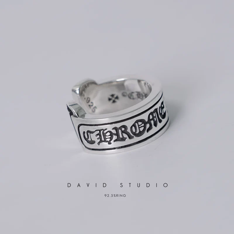 CHROME HEARTS SCROLL LABEL RING