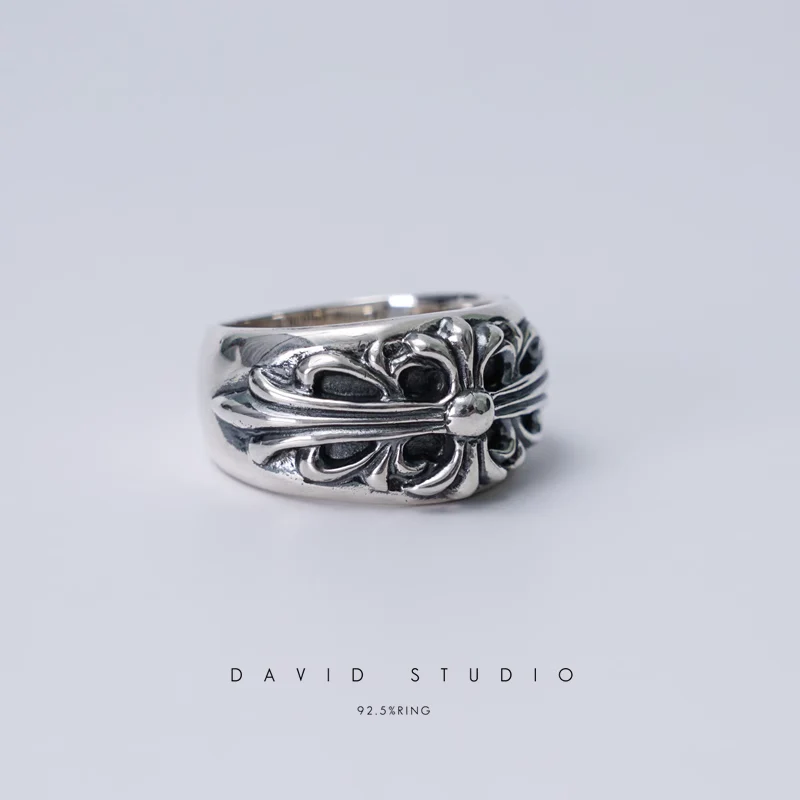 CHROME HEARTS FLORAL CROSS RING