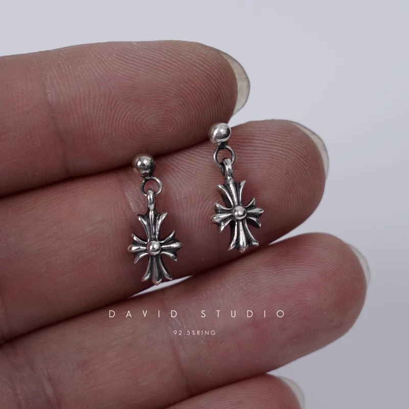 CHROME HEARTS TINY E CH PLUS DROP EARRINGS