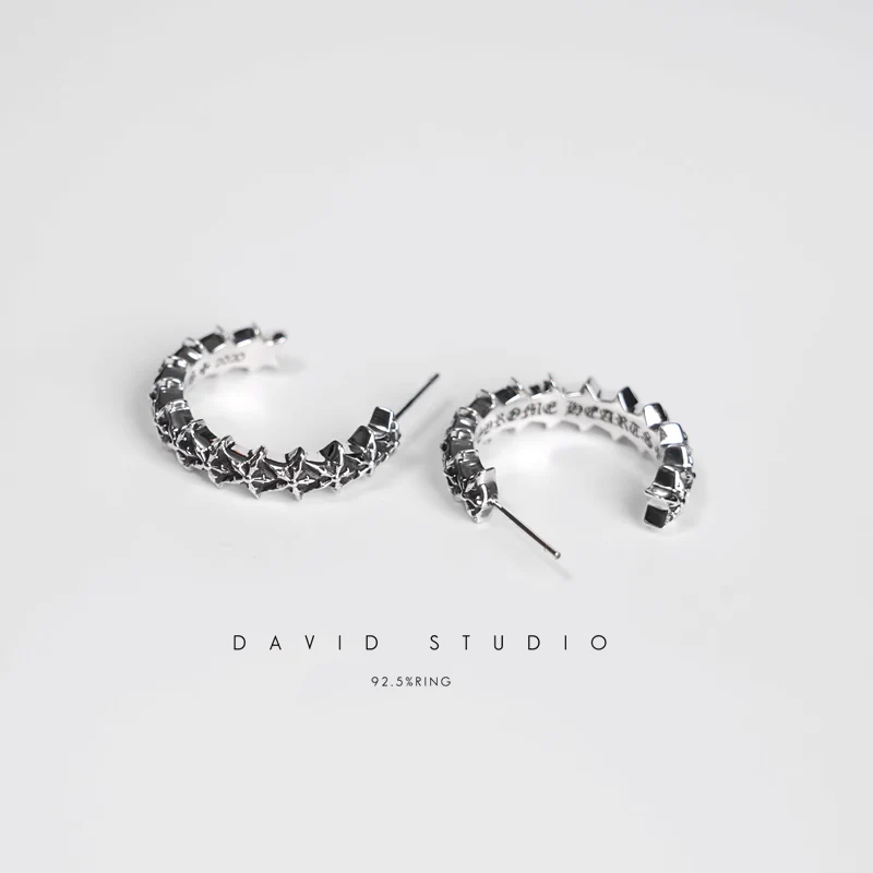 CHROME HEARTS 5 SIDED STAR HOOP EARRINGS