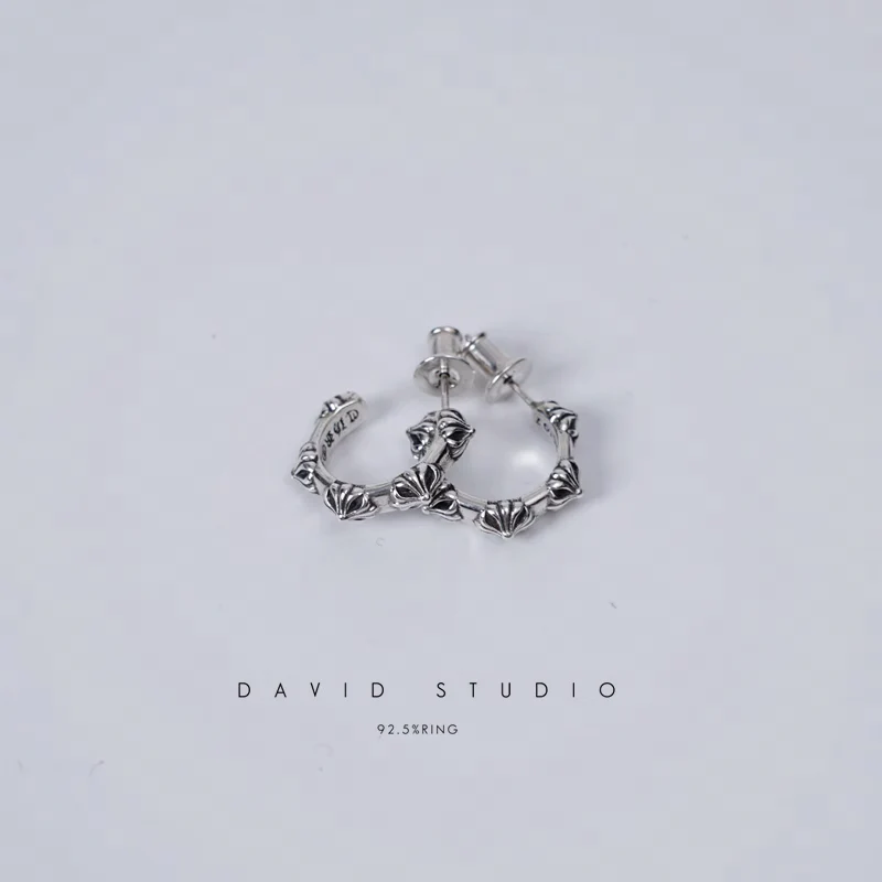 CHROME HEARTS CROSS HOOP EARRING