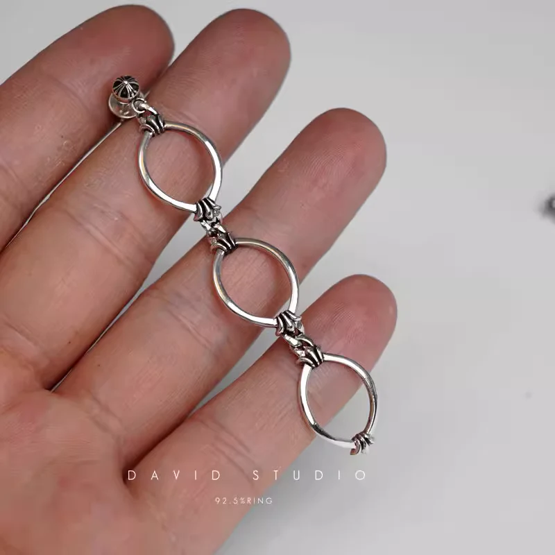 CHROME HEARTS TRIPLE DROP HOOP EARRING