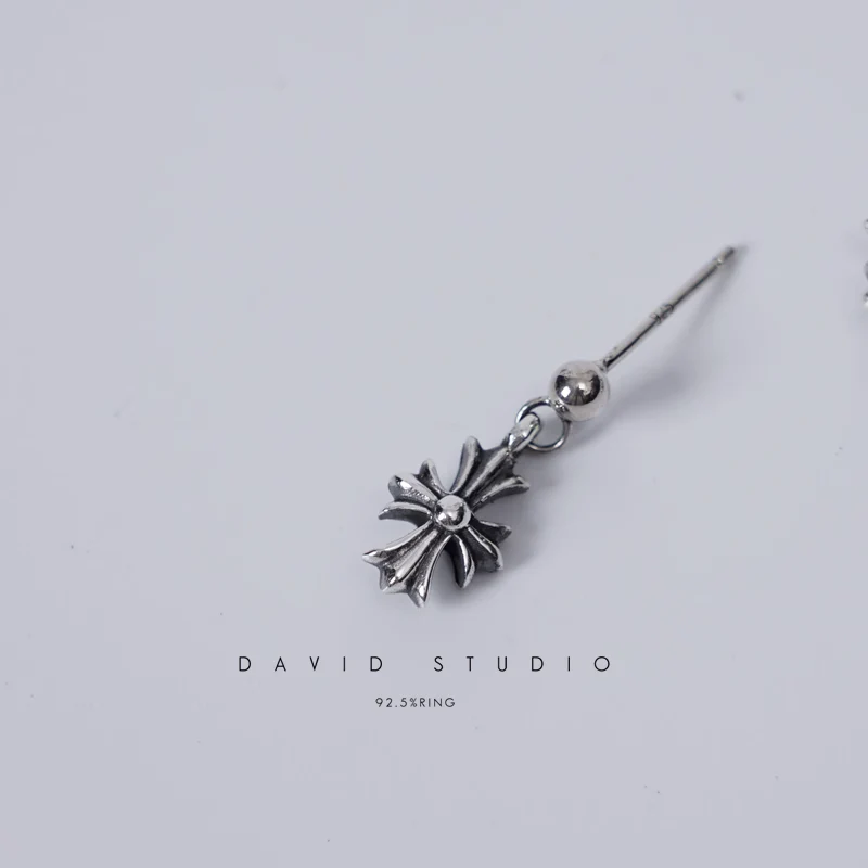 CHROME HEARTS TINY E CH PLUS DROP EARRINGS