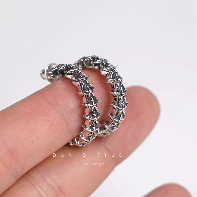 CHROME HEARTS 5 SIDED STAR HOOP EARRINGS