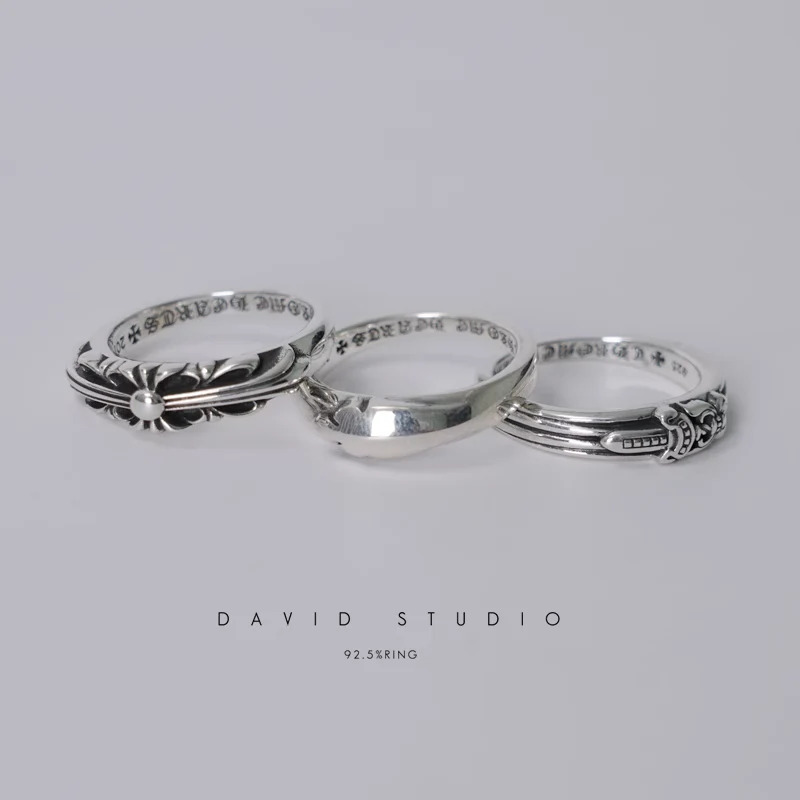 CHROME HEARTS BABY CLASSIC FLORAL CROSS/DAGGER/FLEUR TAIL RING