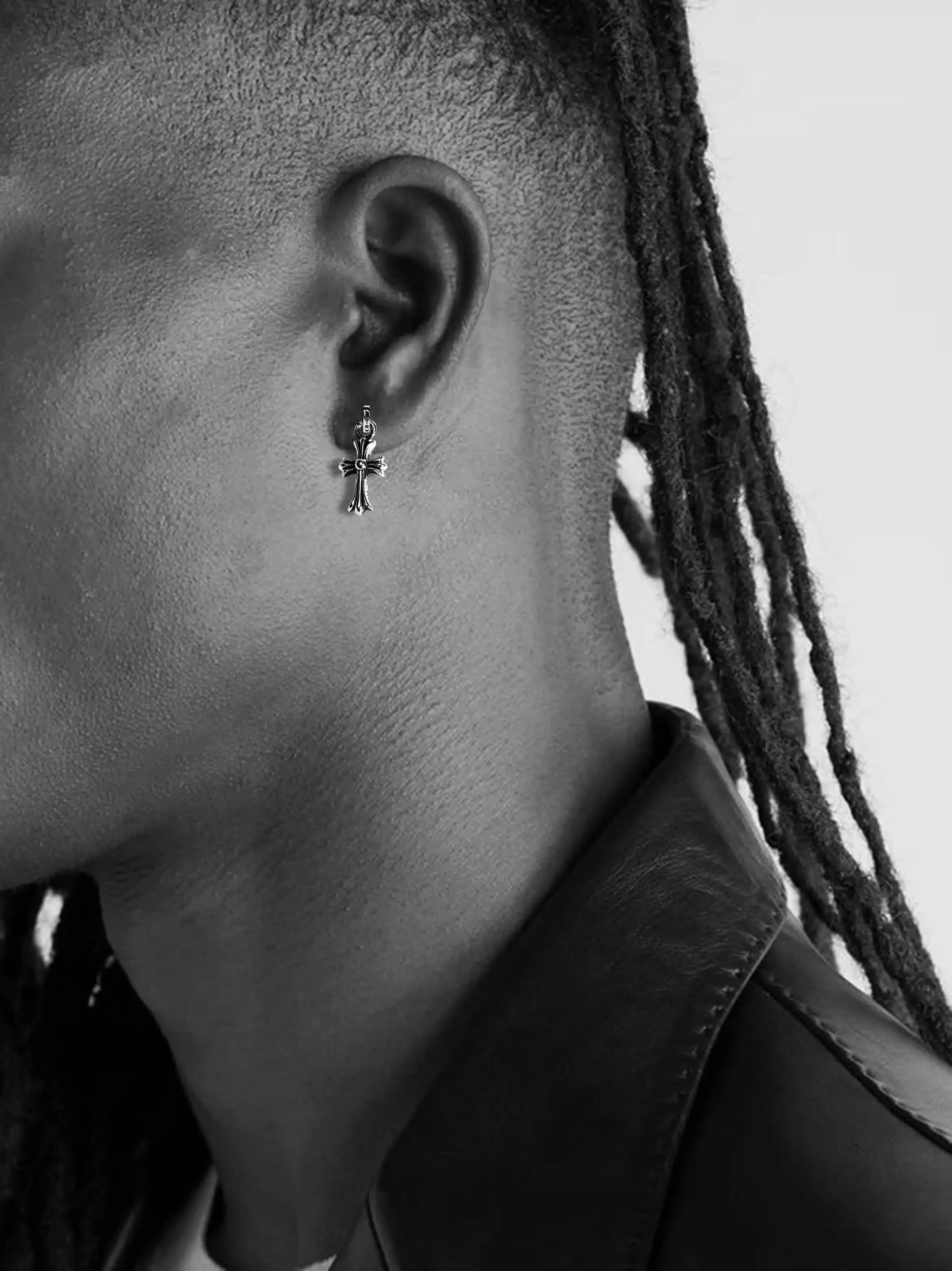 CHROME HEARTS CROSS BABYFAT DROP EARRINGS