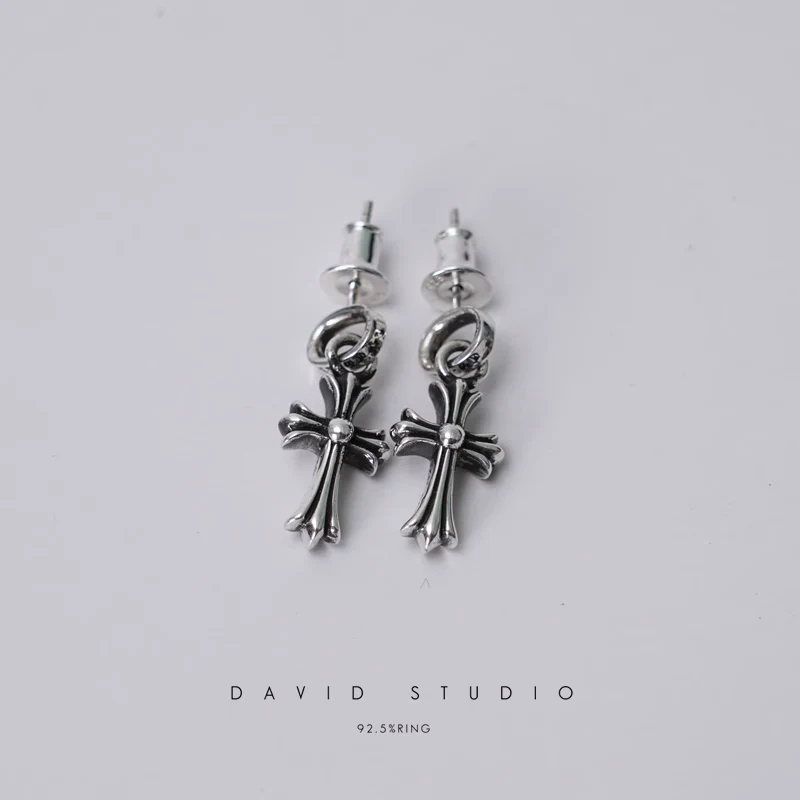 CHROME HEARTS CROSS BABYFAT DROP EARRINGS