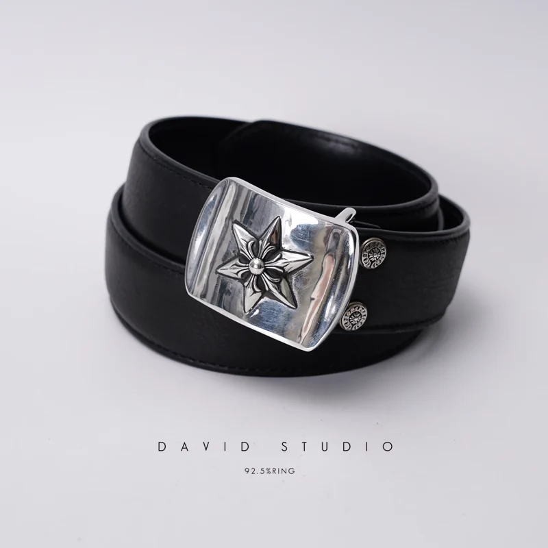 STAR BUCKLE COWHIDE LEATHER BELT