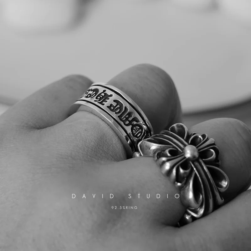 CHROME HEARTS SCROLL LABEL RING